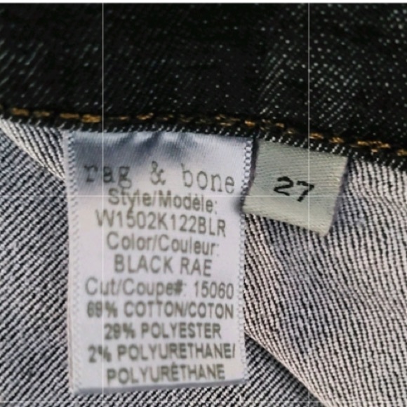 RAG & BONE Mid-Rise Black Rae Skinny Dark Wash Cotton Blend Jeans Size 27 - Picture 7 of 8